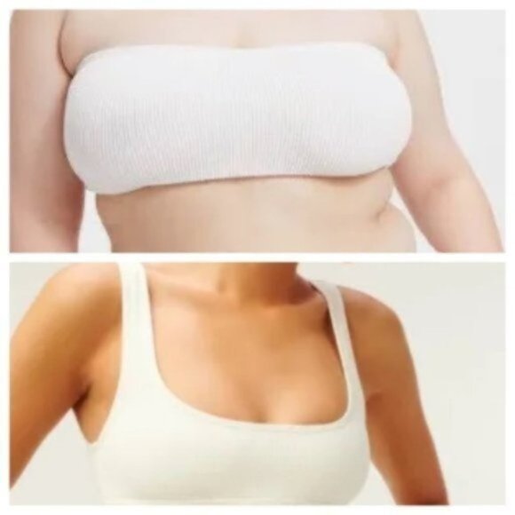 Good American Other - NWT Bundle Of Good American Women's Ivory Scoop Crinkle Bandeau Top Size Medium